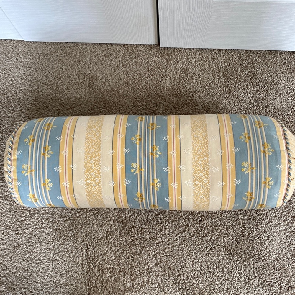 Pierre Deux maintenon blue fabric bolster pillow